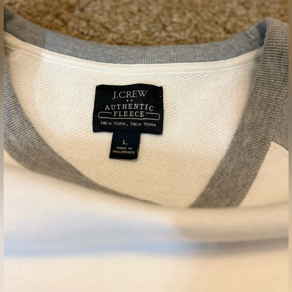 J. Crew Men's Crewneck Sweater in Gray and White